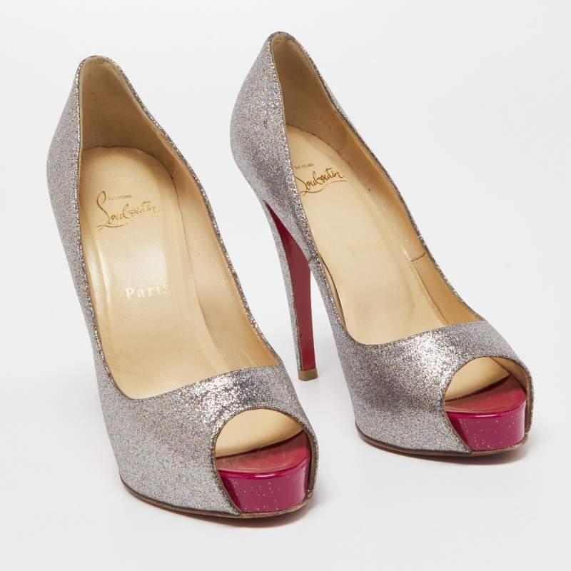 Christian Louboutin Multicolor Glitter Very Prive Pumps Size 38.5 For Sale 4