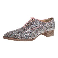 Christian Louboutin Multicolor Glitter Zazou Lace Up Oxfords Size 42