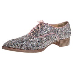 Christian Louboutin Multicolor Glitter Zazou Lace Up Oxfords Size 42