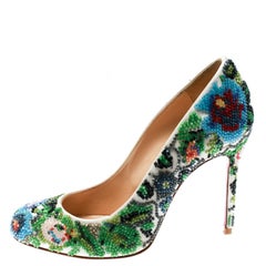 Christian Louboutin Multicolor Hand Beaded Satin Sissi Pumps Size 36.5