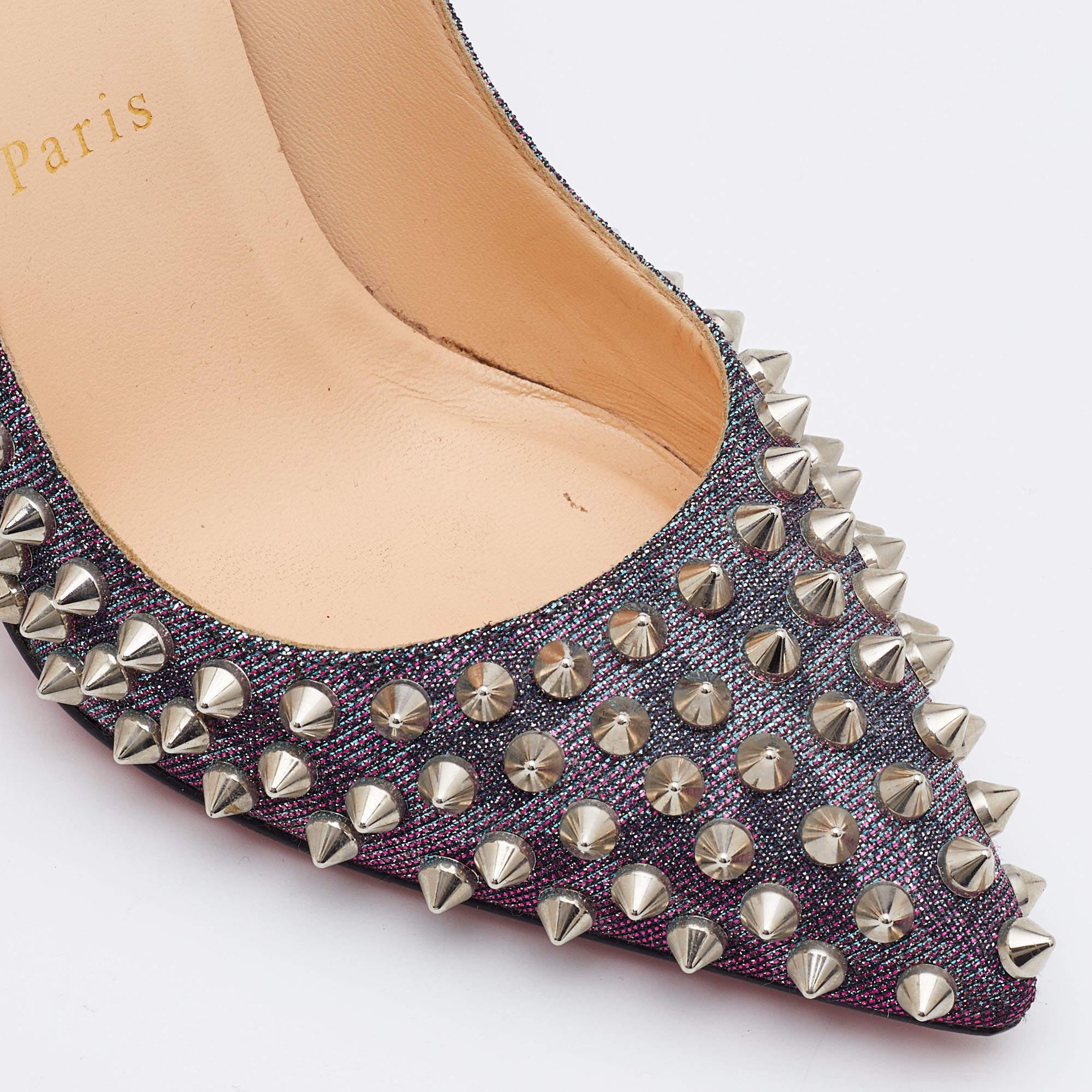 Christian Louboutin Multicolor Holographic Pigalle Spikes Pumps Size 37 1