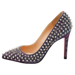 Used Christian Louboutin Multicolor Holographic Pigalle Spikes Pumps Size 37