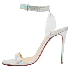 Christian Louboutin Multicolor Iridescent Leather Ankle-Strap Sandals Size 39