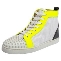 Christian Louboutin Multicolor Knit Fabric Lou Spikes Orlato Sneakers Size 42.5