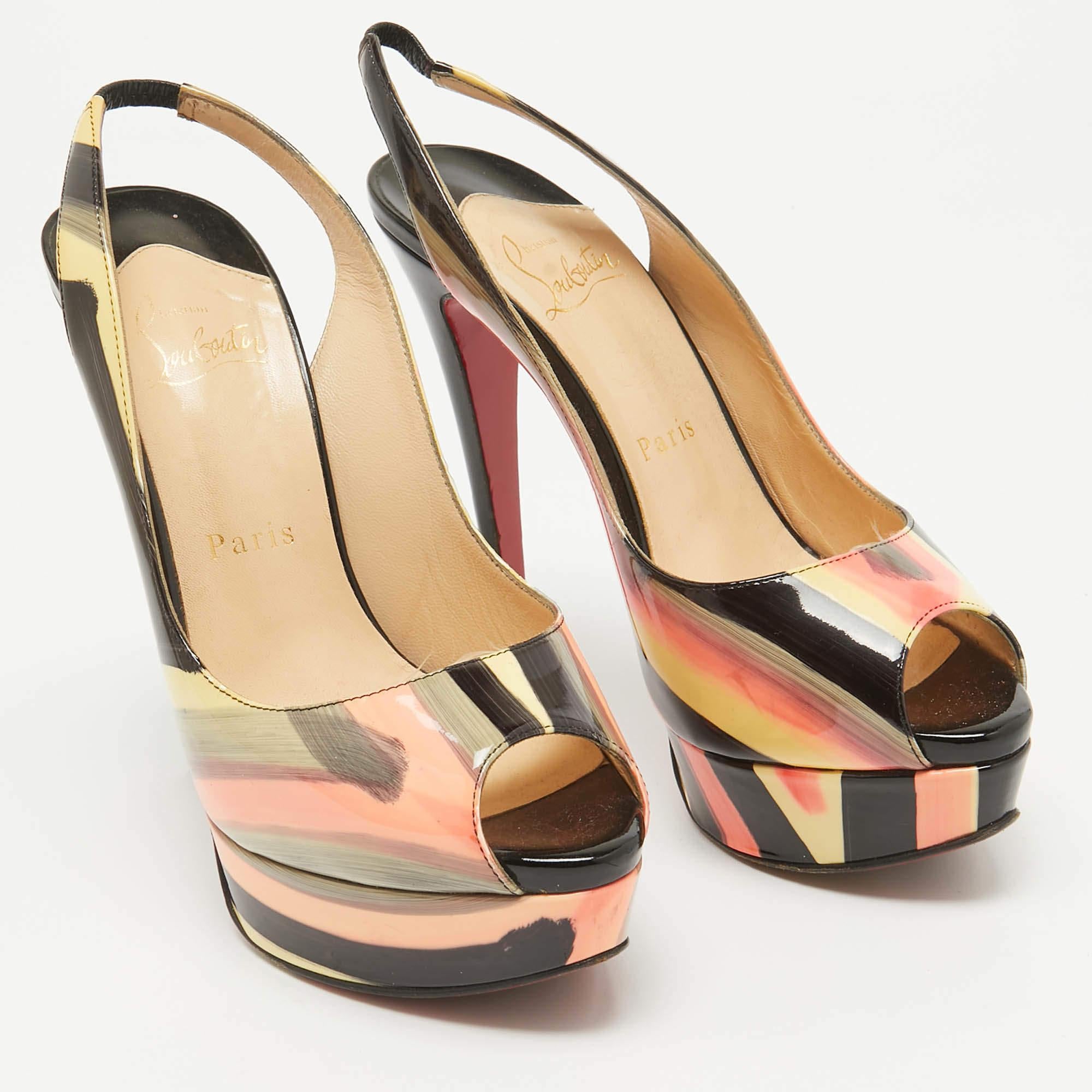 Christian Louboutin escarpins Lady Peep Sling multicolores taille 36.5 Bon état à Dubai, Al Qouz 2