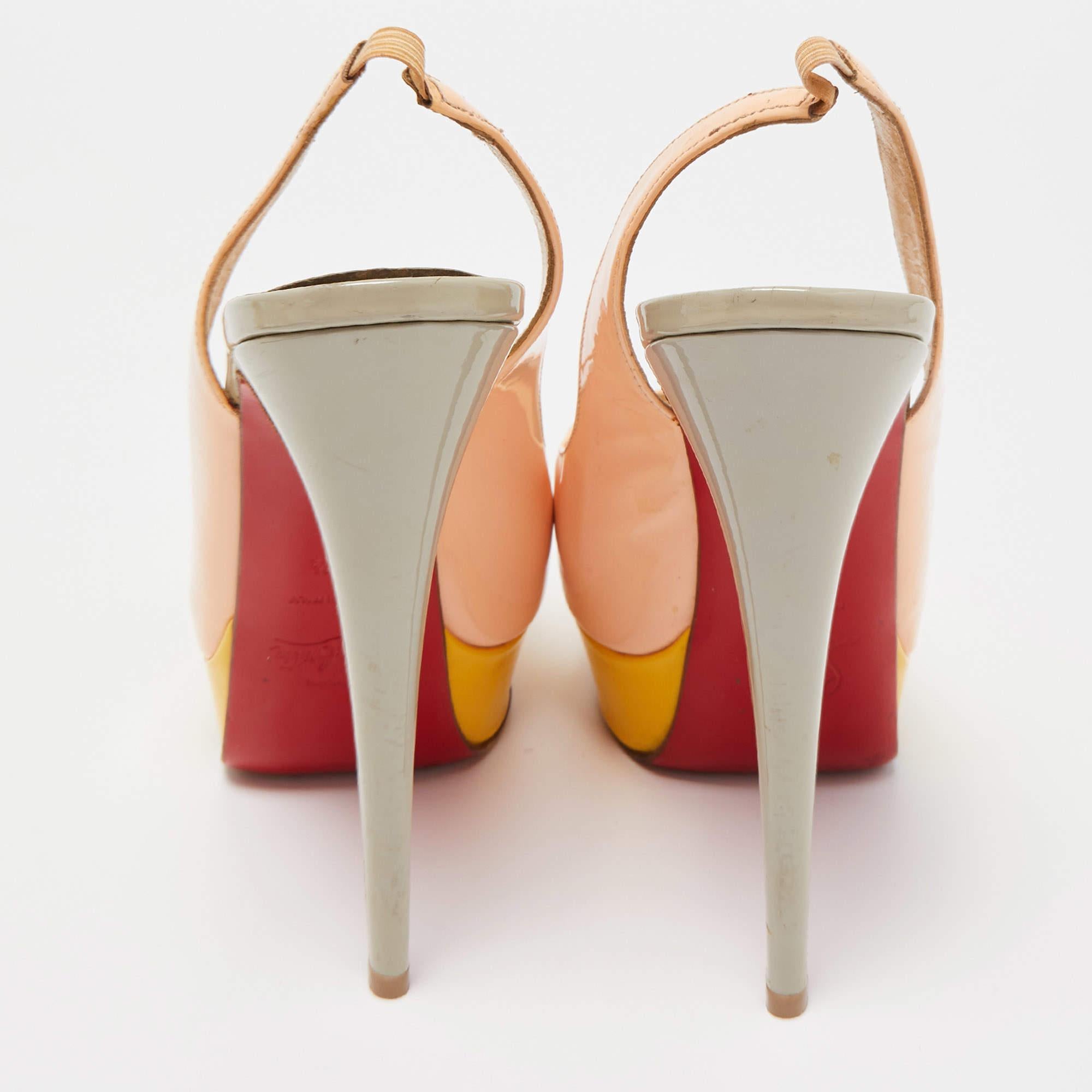 Christian Louboutin Multicolor Lady Peep Sling Pumps Size 38.5 For Sale 1