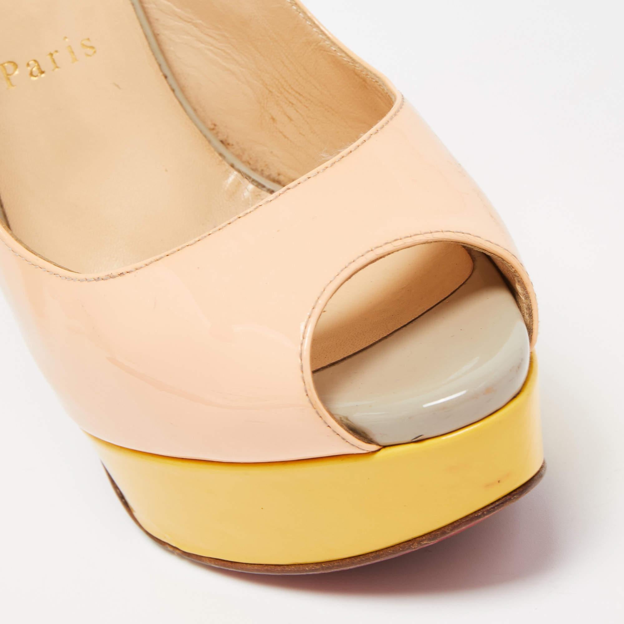 Christian Louboutin Multicolor Lady Peep Sling Pumps Size 38.5 For Sale 4