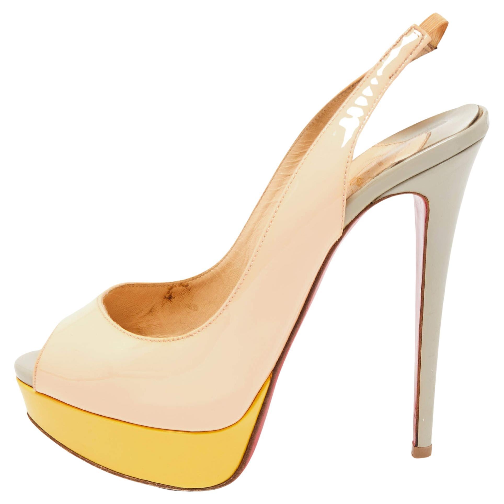 Christian Louboutin Mehrfarbige Lady Peep Sling Pumps Größe 38,5