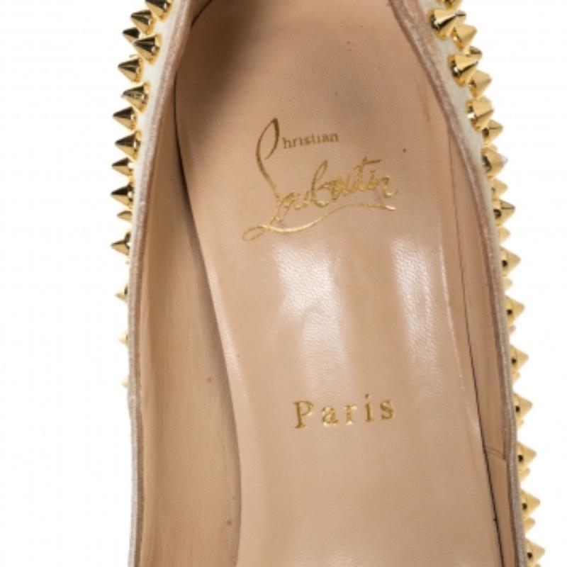 Christian Louboutin Multicolor Lady Peep Toe Spikes Plateau Pumps Größe 38.5 Damen im Angebot