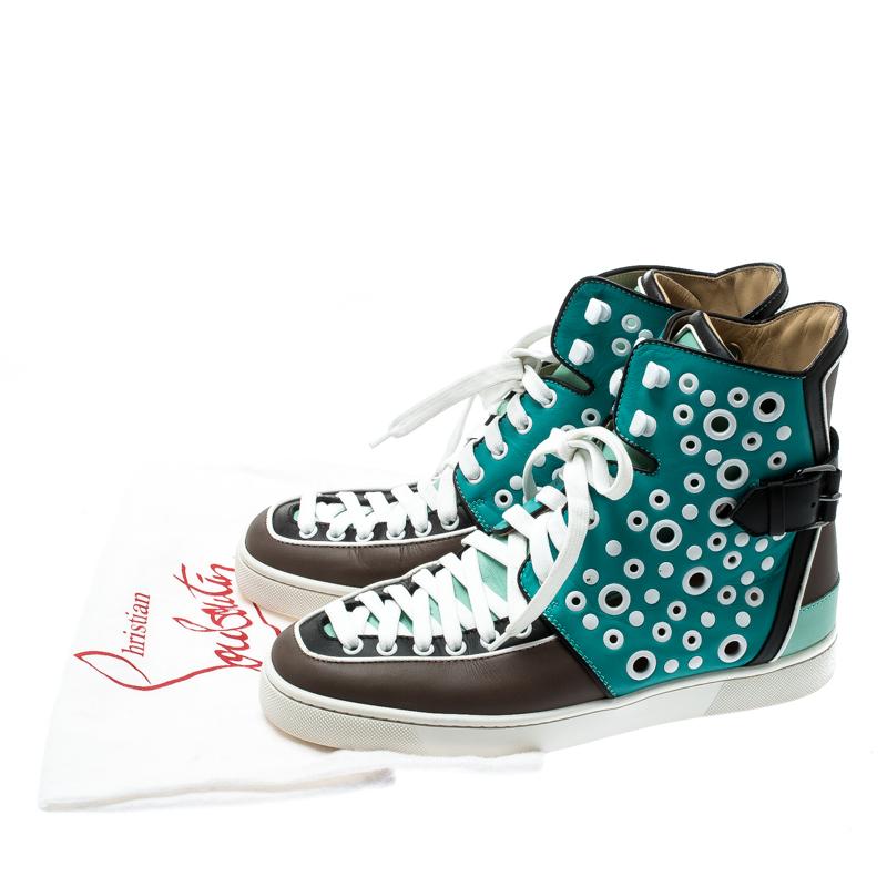 Christian Louboutin Multicolor Leather Alfibully High Top Sneakers Size 40.5 3