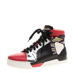 Christian Louboutin Multicolor Leather and Fabric Loubikick High Top Sneakers Si