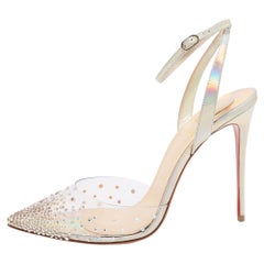 Christian Louboutin Multicolor  Leather and PVC  Ankle-Strap Pumps Size 39