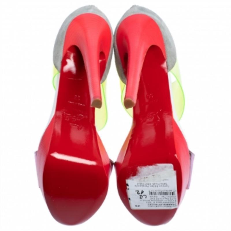 Women's Christian Louboutin Multicolor Leather And PVC Dufoura Platform Sandals Size 36 For Sale