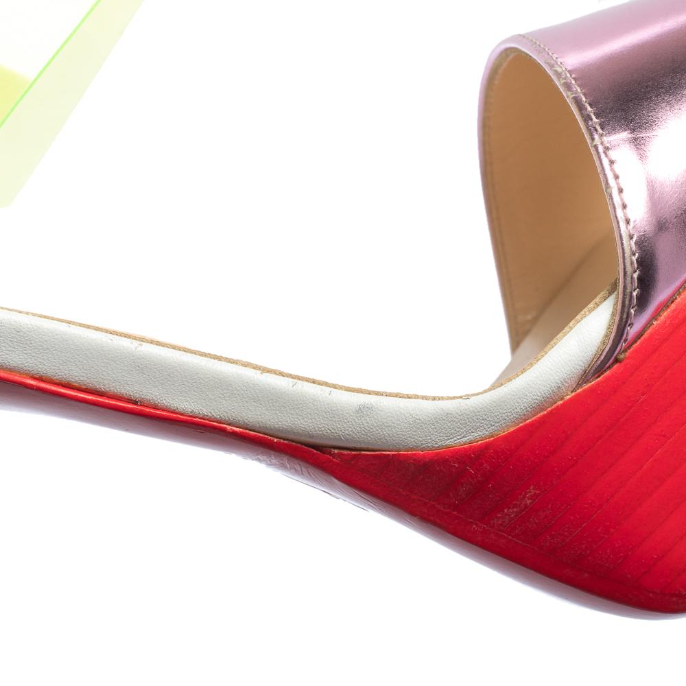 Christian Louboutin Multicolor Leather And PVC Dufoura Platform Sandals Size 36 For Sale 2