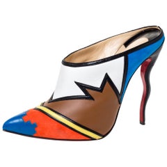 Christian Louboutin Multicolor Leather and Suede Vagachina Mules Size 40