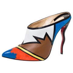 Christian Louboutin Multicolor Leather and Suede Vagachina Mules Size 40