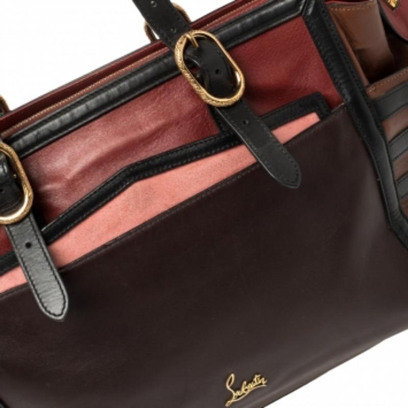 Christian Louboutin Multicolor Leather Buckle Tote For Sale 3