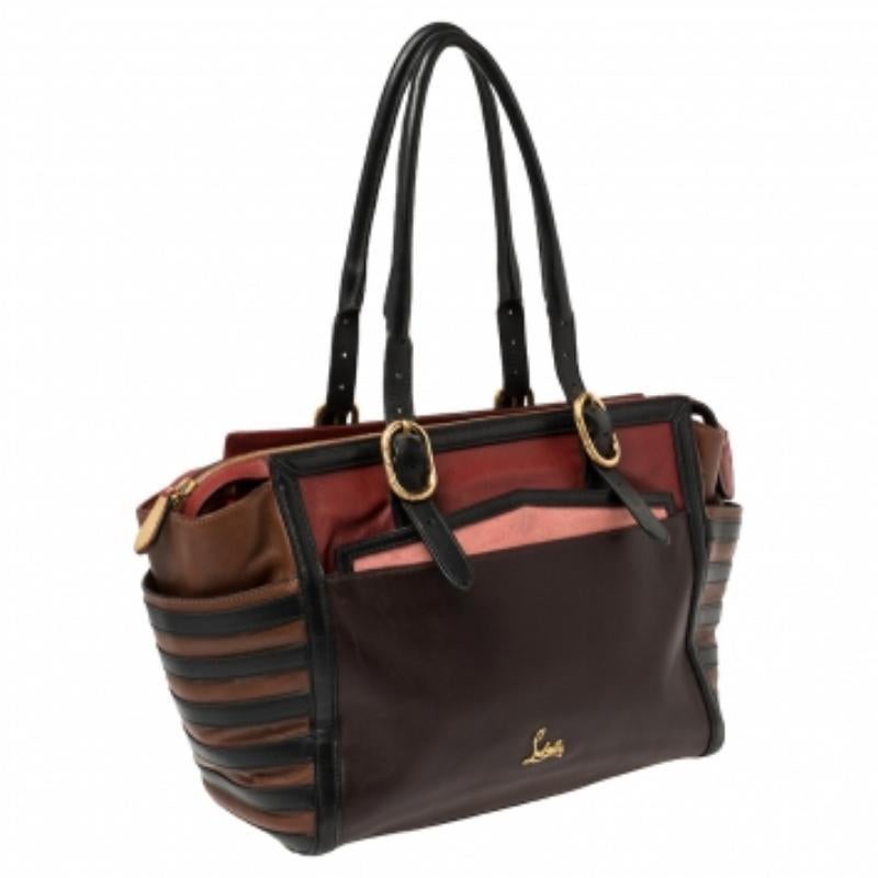 Christian Louboutin Multicolor Leather Buckle Tote For Sale 4