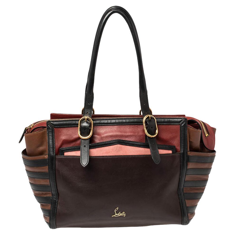 Christian Louboutin Multicolor Leather Buckle Tote For Sale