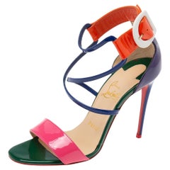 Christian Louboutin Multicolor Leather Choca Ankle-Strap Sandals Size 36.5