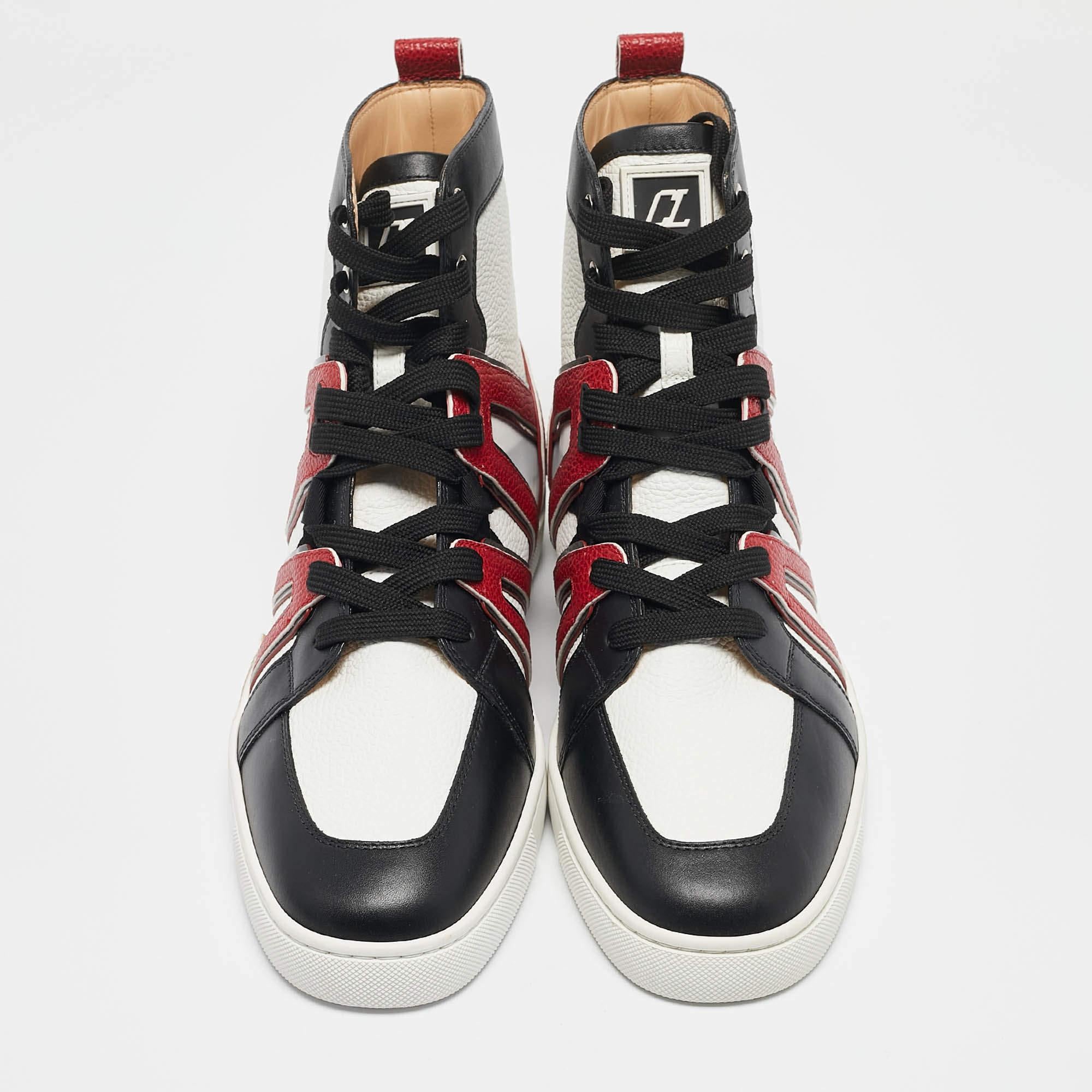 Gris Baskets hautes Christian Louboutin en cuir multicolore, taille 42.5