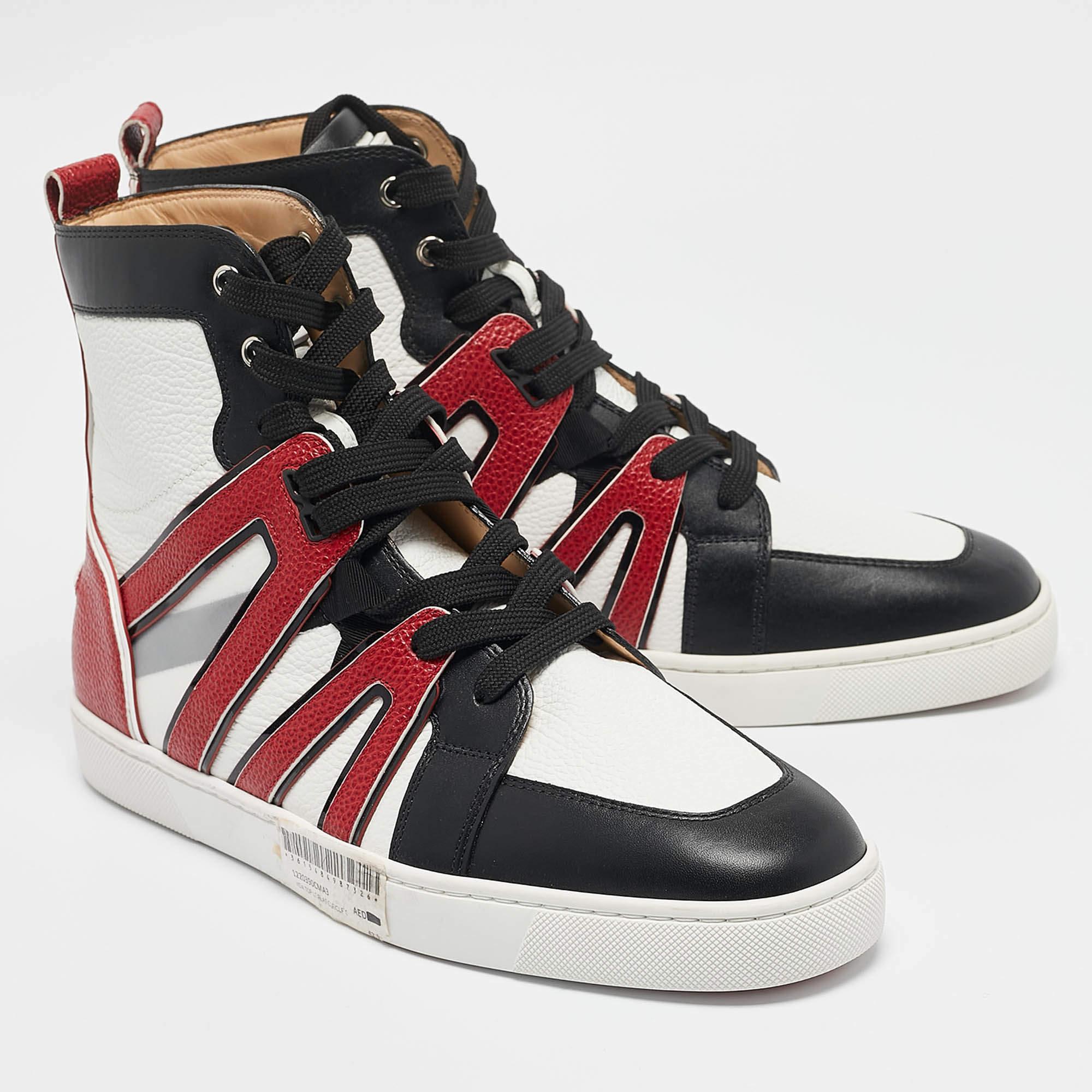 Baskets hautes Christian Louboutin en cuir multicolore, taille 42.5 Excellent état à Dubai, Al Qouz 2