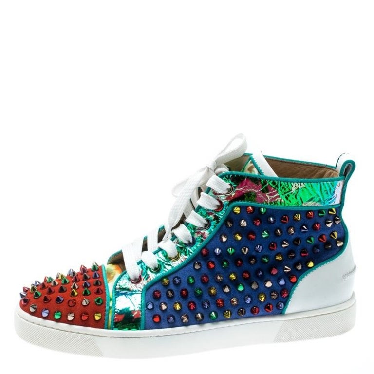 Christian Louboutin Multicolor Leather Louis Spikes High-Top Sneakers ...