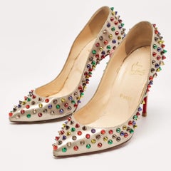 Christian Louboutin Multicolor Leather Pigalle Spikes Pumps Size 38.5