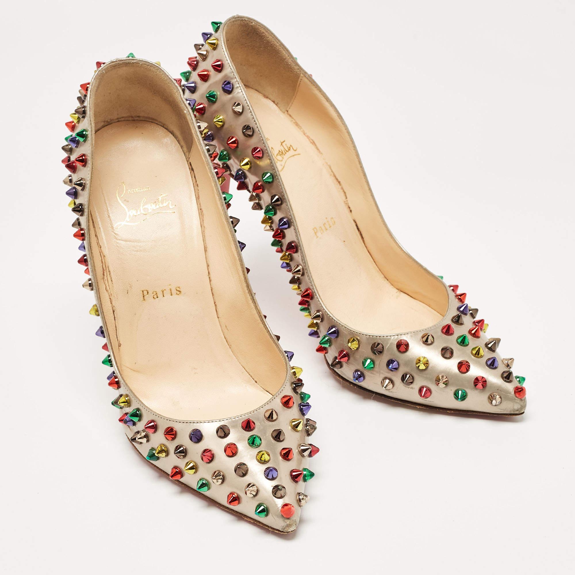Christian Louboutin escarpins Pigalle à pointes en cuir multicolore, taille 38,5 Bon état - En vente à Dubai, Al Qouz 2
