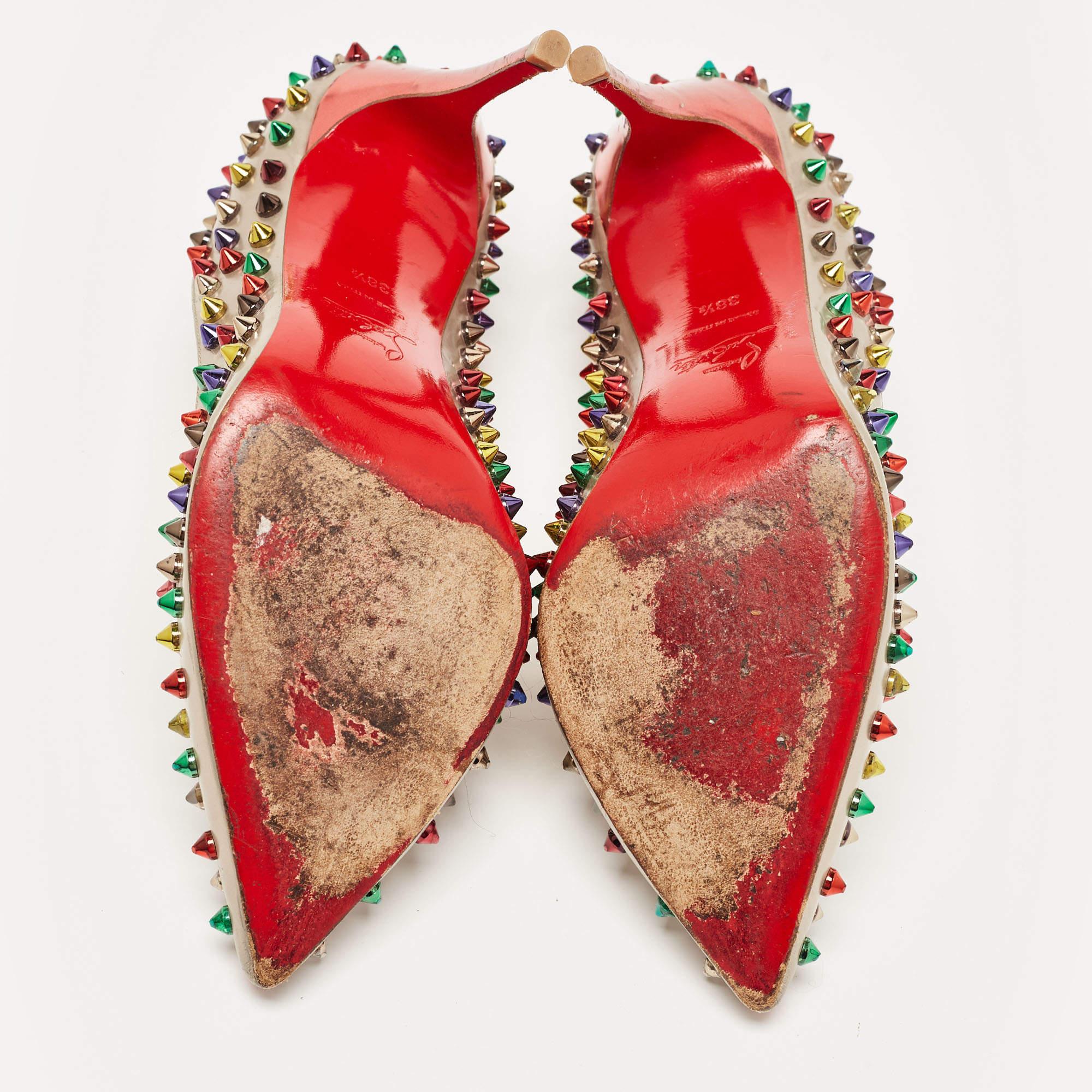 Christian Louboutin escarpins Pigalle à pointes en cuir multicolore, taille 38,5 en vente 1