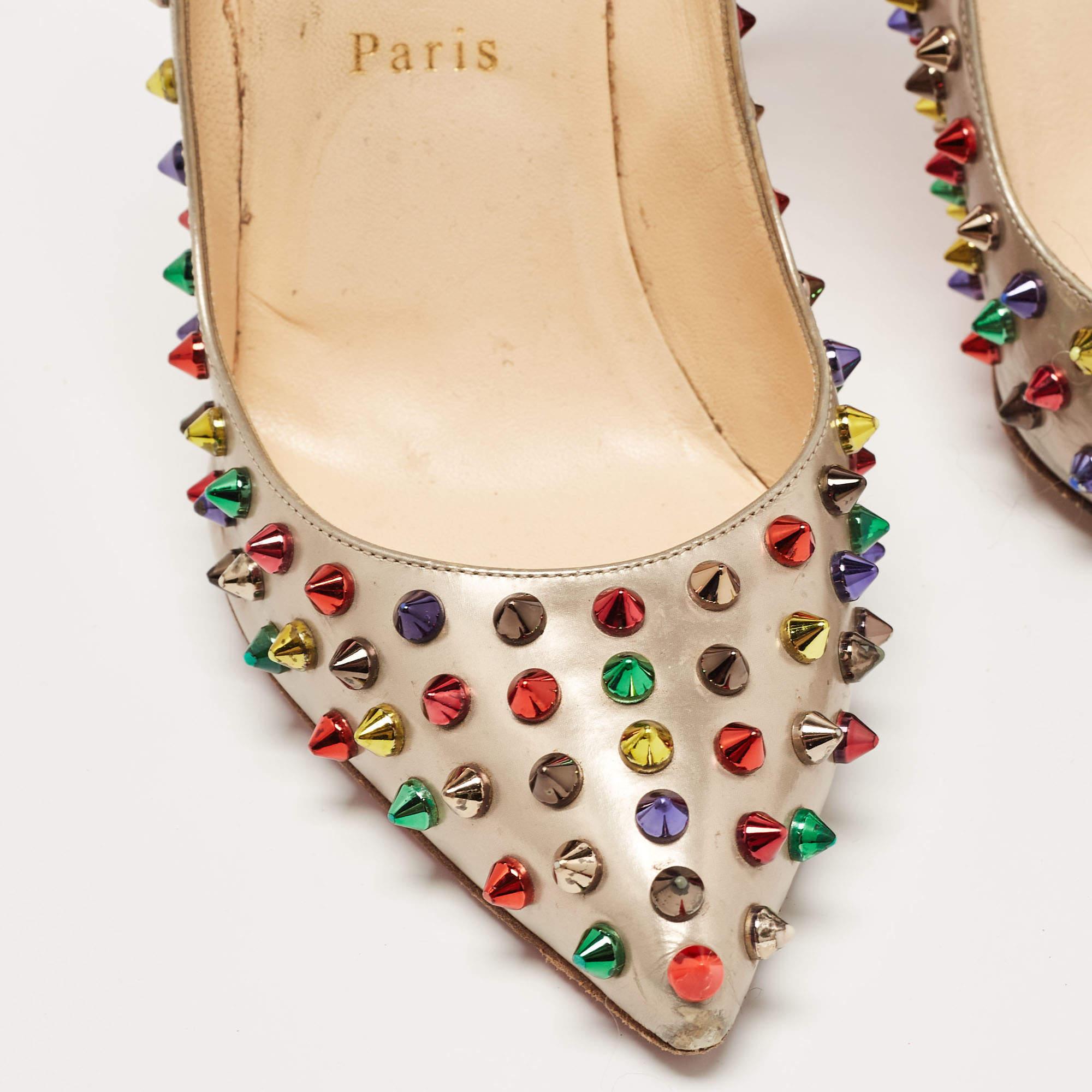 Christian Louboutin escarpins Pigalle à pointes en cuir multicolore, taille 38,5 en vente 2