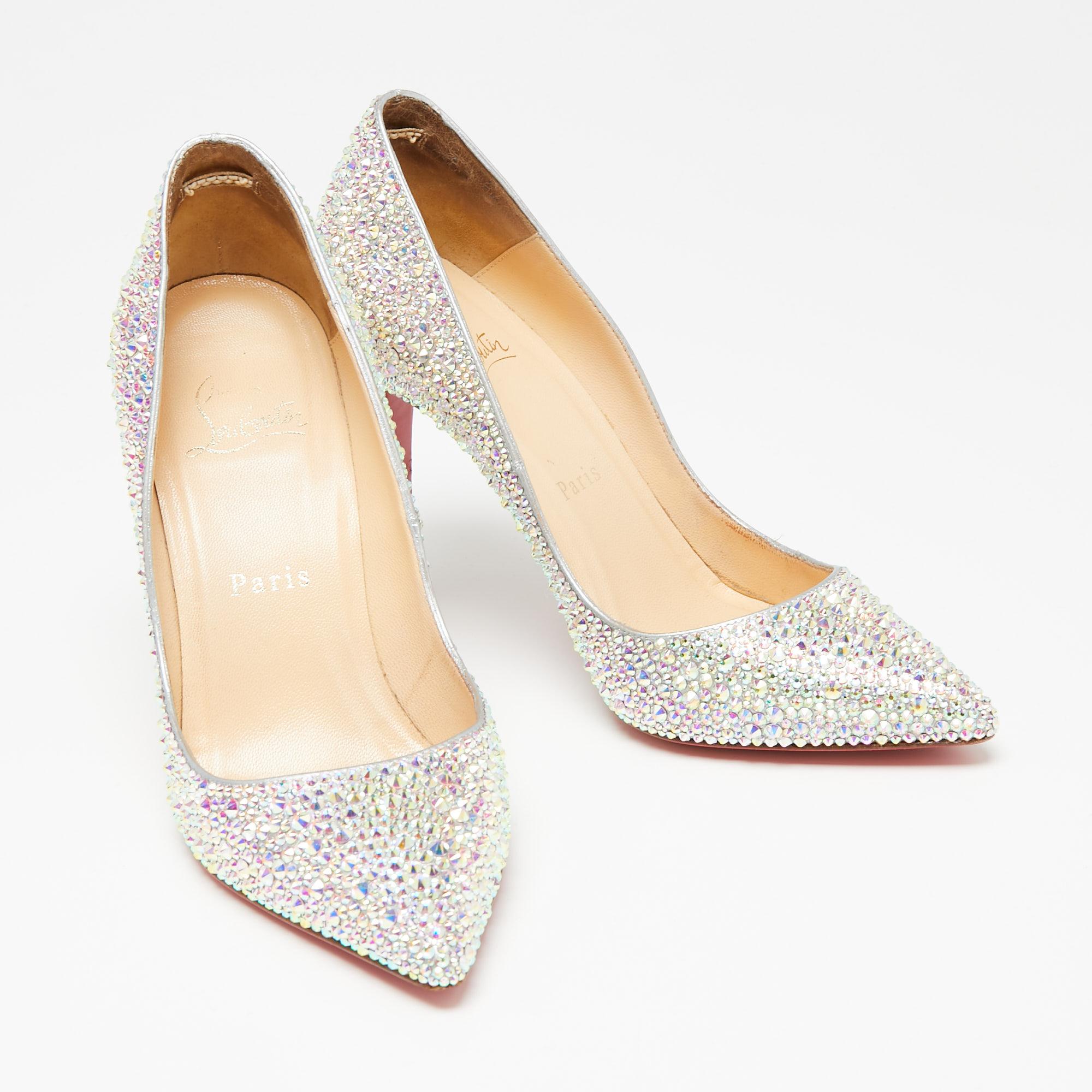 Women's Christian Louboutin Multicolor Leather Pigalle Strass Degrade Pumps Size 36
