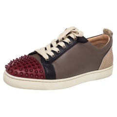 Christian Louboutin Multicolor Leather Spiked Louis Junior Low Top Sneakers Size