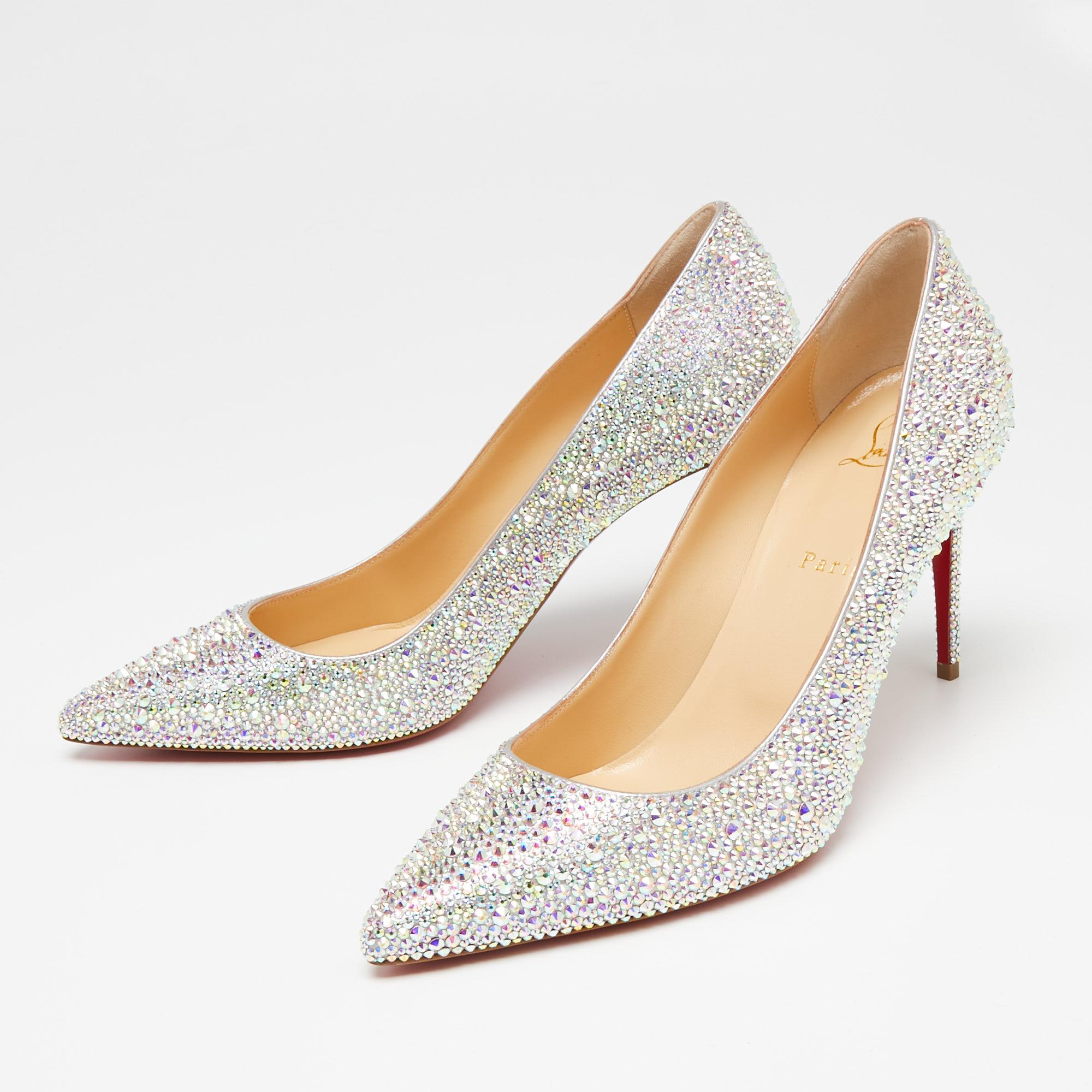 Beige Christian Louboutin Multicolor Leather Strass Degrade Kate Pumps Size 39