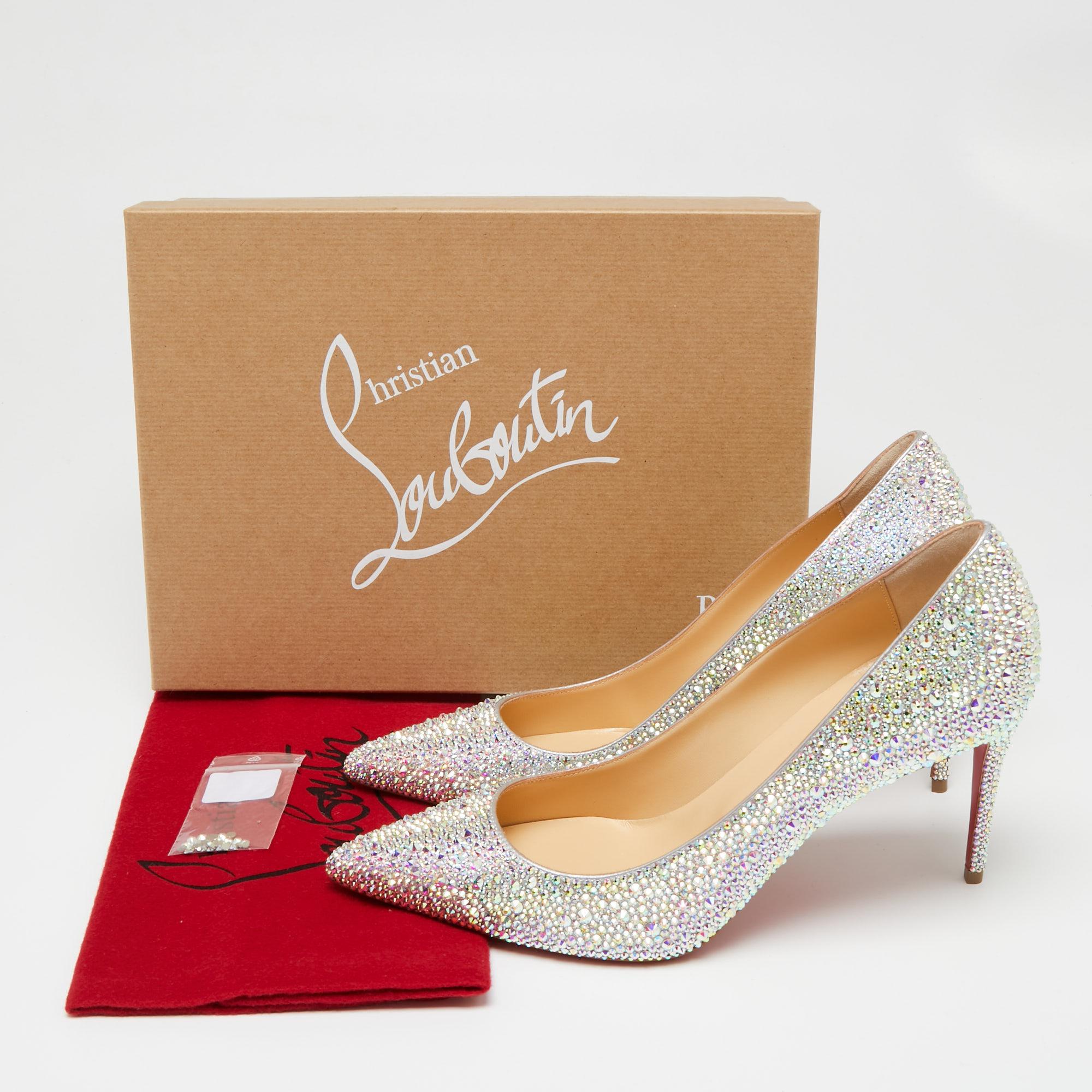 Women's Christian Louboutin Multicolor Leather Strass Degrade Kate Pumps Size 39