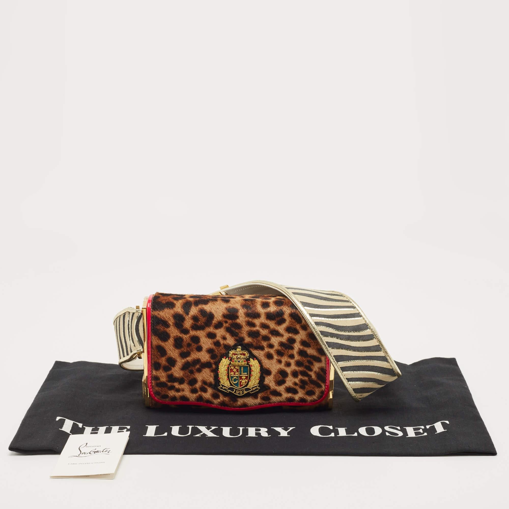 Christian Louboutin petite carrie léopard multicolore en cuir et veau  en vente 5