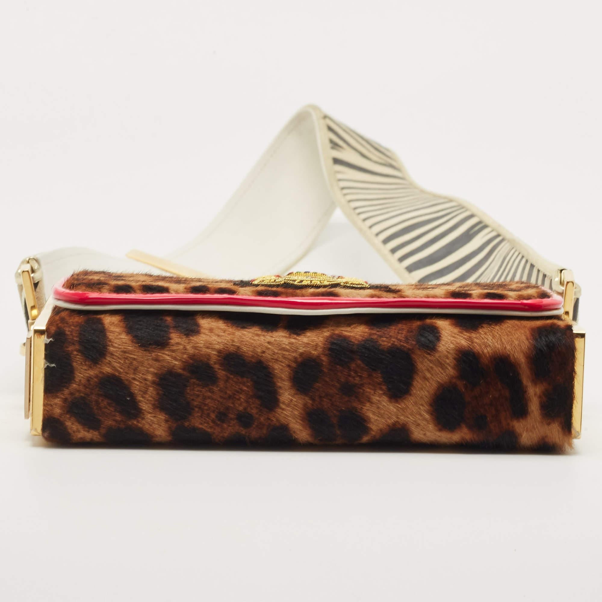Christian Louboutin Multicolor Leopard Calfhair and Leather Small Carrie  For Sale 8