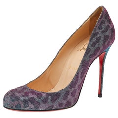 Christian Louboutin Multicolor Leopard Print Lamé Fabric Fifi Pumps Size 40.5