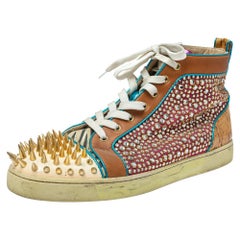 Christian Louboutin Multicolor Leopard Print, Suede Bublle Sneakers Size 45.5