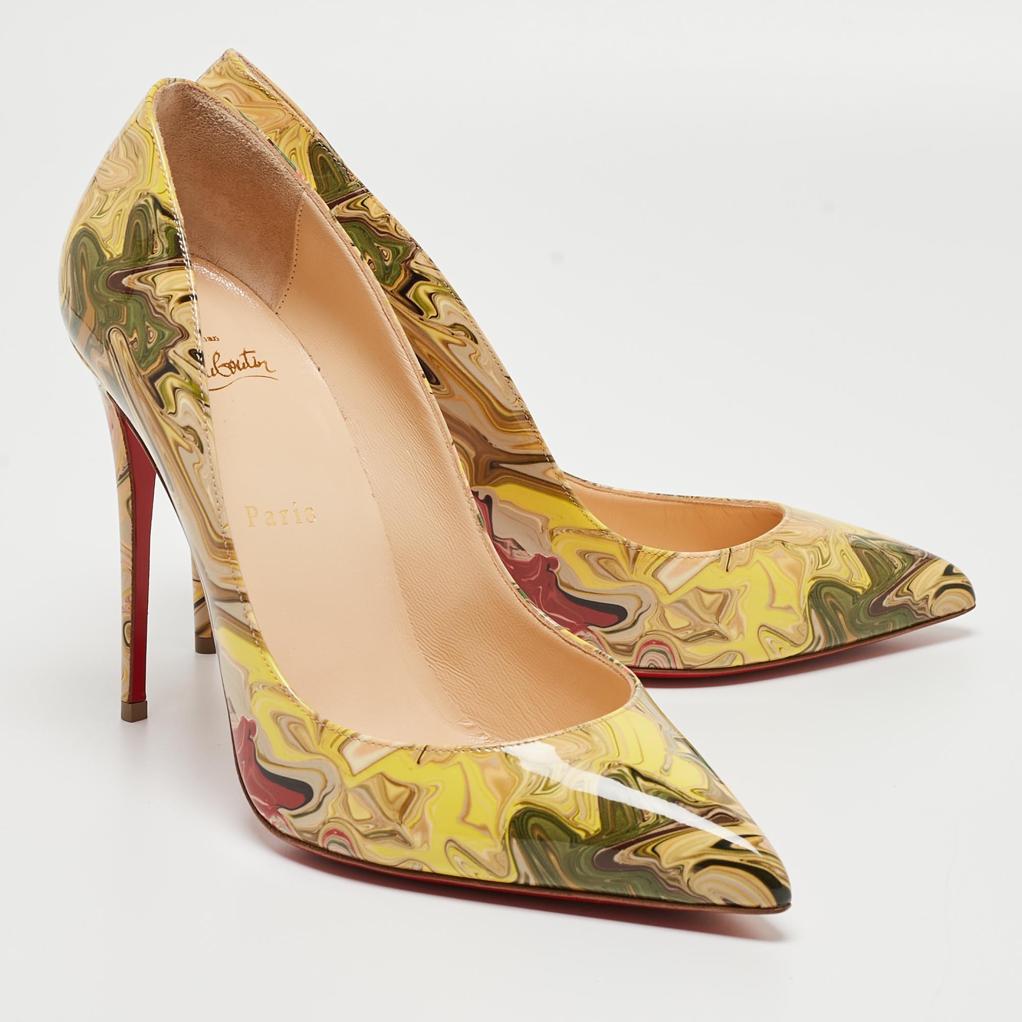 Christian Louboutin Multicolor Marble Print Patent Leather Pigalle Follies Pumps 1