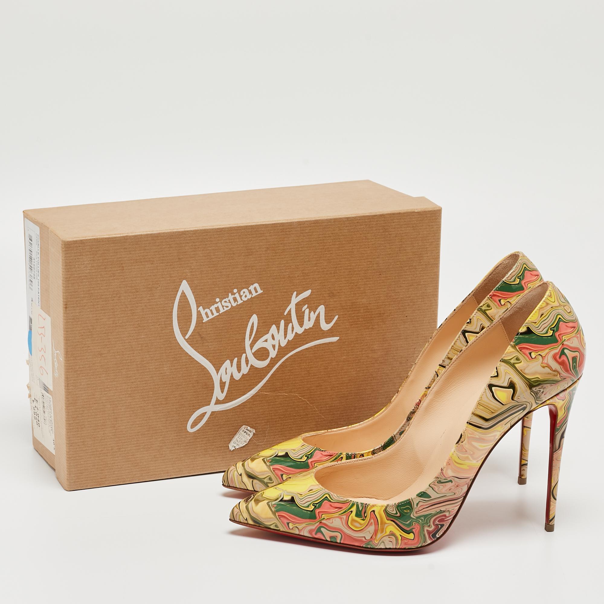 Christian Louboutin Multicolor Marble Print Patent Leather Pigalle Follies Pumps 2