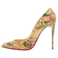 Christian Louboutin Multicolor Marble Print Patent Leather Pigalle Follies Pumps