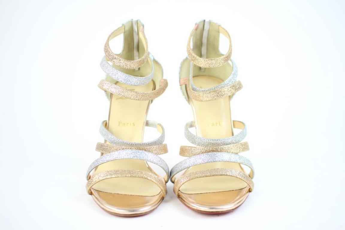 Beige Christian Louboutin Multicolor Mariniere 100 Glitter Mini 36cla32717 Sandals For Sale
