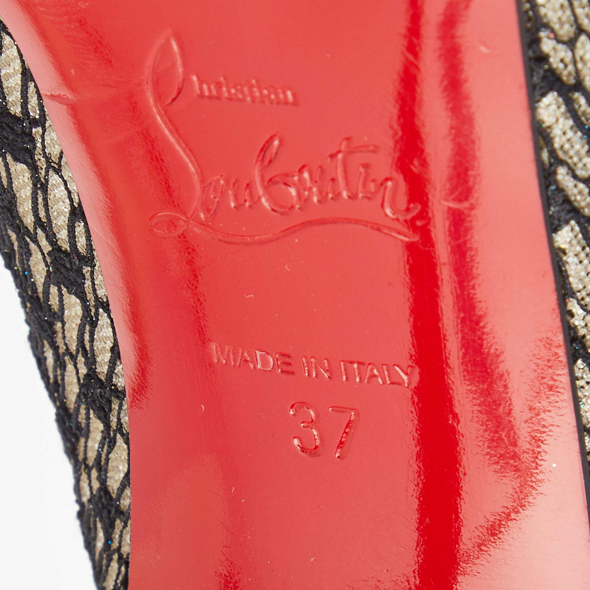 Christian Louboutin Botines Juliettra de malla y encaje multicolor Talla 37 en venta 1