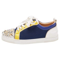 Christian Louboutin Multicolor Mesh and Leather Louis Junior Spikes Sneakers Siz