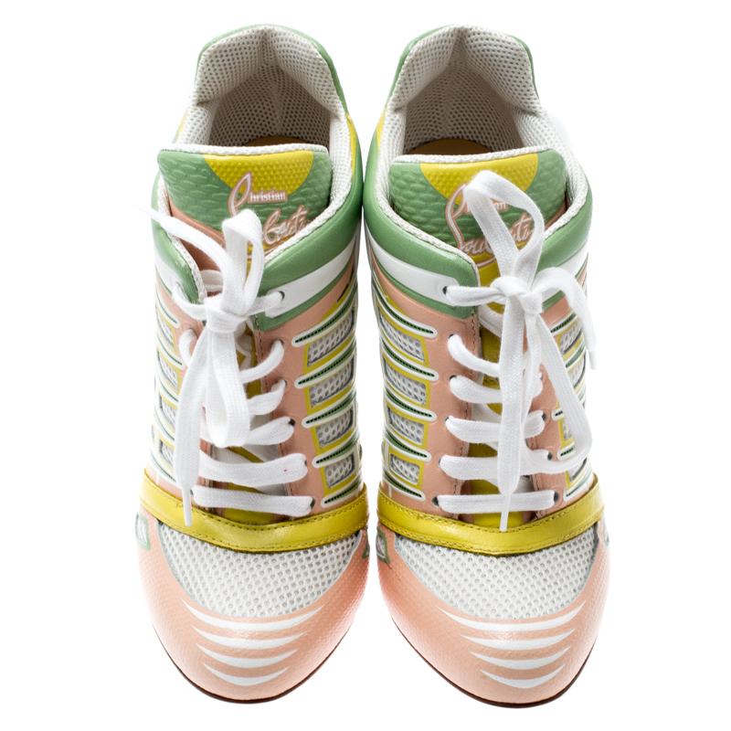 Christian Louboutin Multicolor Mesh Boltina Trainer Booties Size 39.5 ...