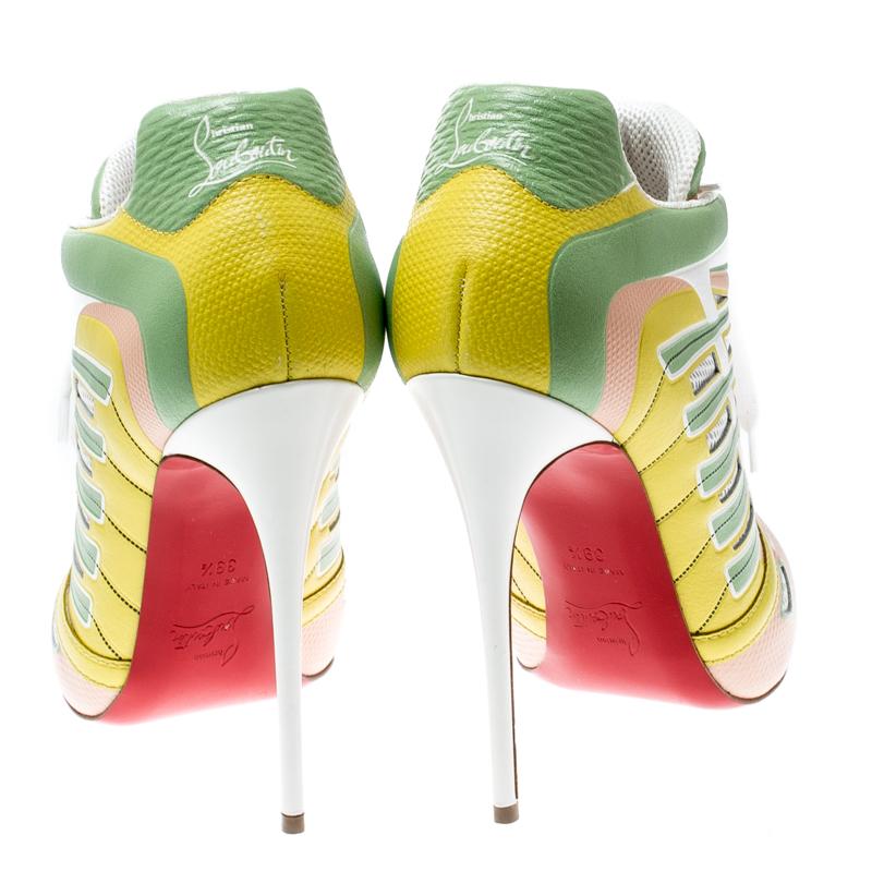 Christian Louboutin Multicolor Mesh Boltina Trainer Booties Size 39.5 ...