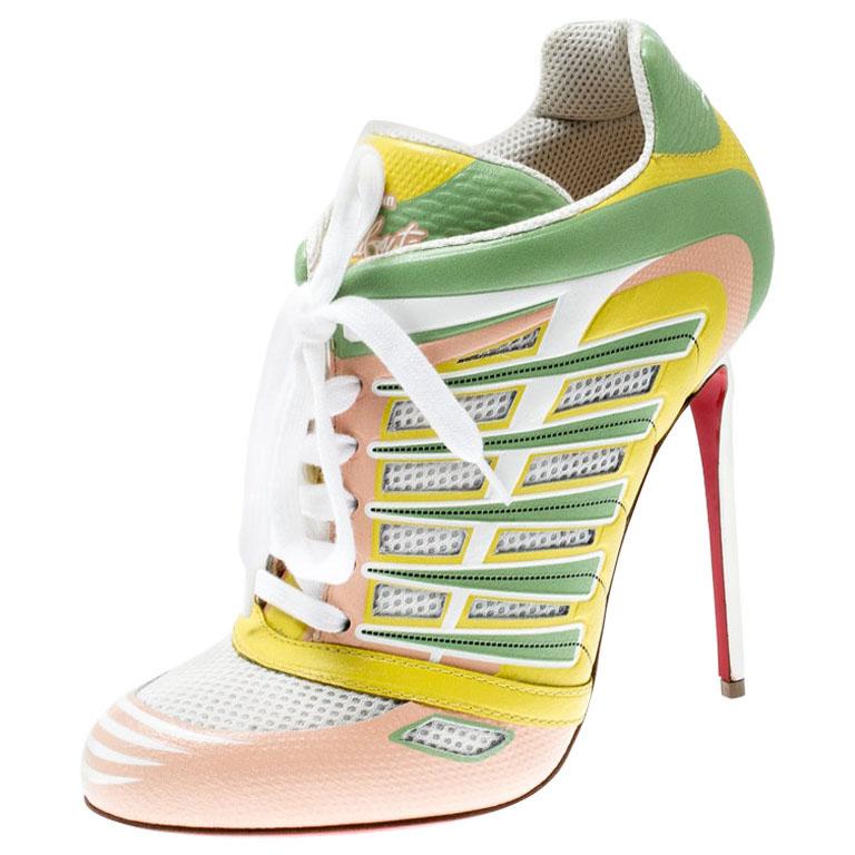 Christian Louboutin Multicolor Mesh Boltina Trainer Booties Size 39.5 ...