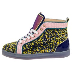 Christian Louboutin Multicolor Mesh Patent Crystal Embellished Sneakers Size 39