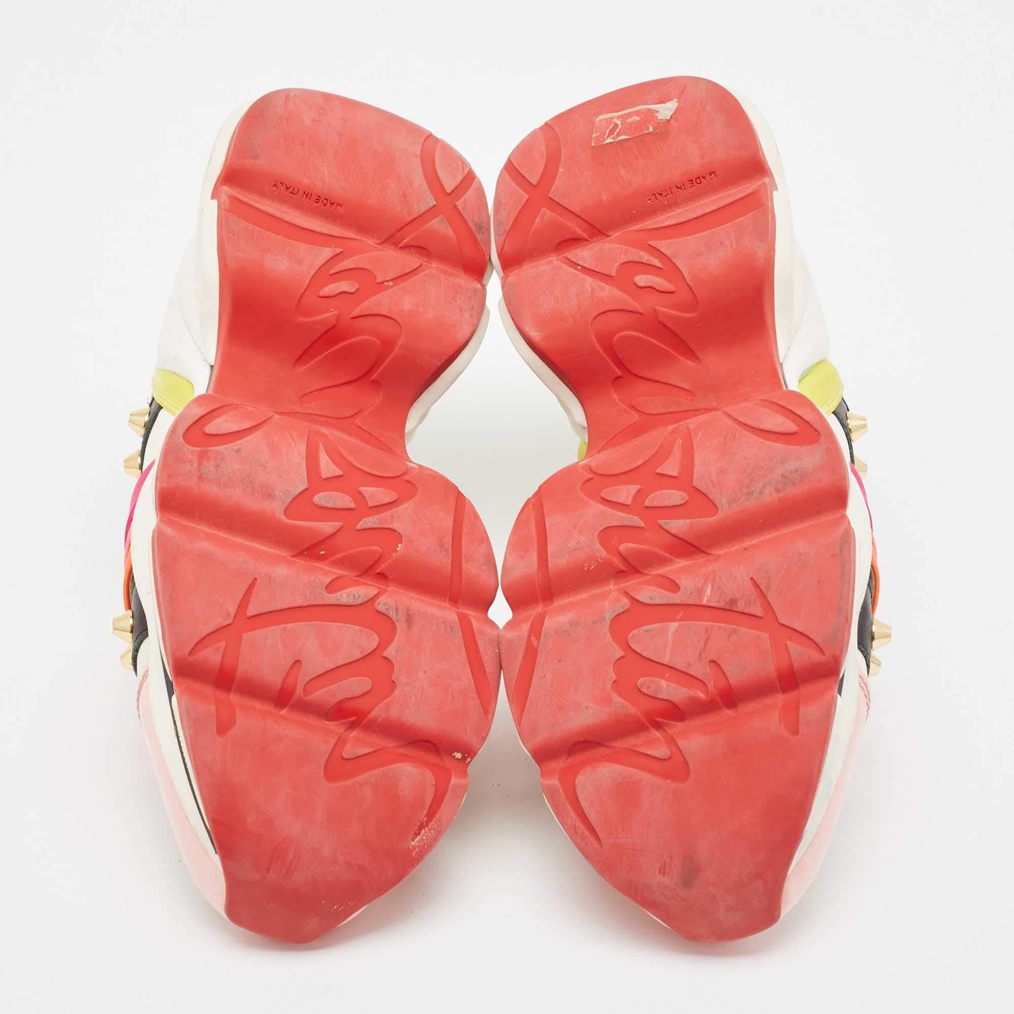 Christian Louboutin Multicolor Neoprene and Leather 123 Run Rainbow Sneakers Siz For Sale 3